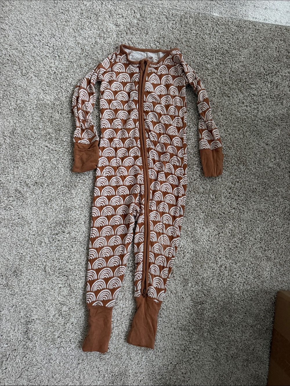 Little Sleepies Brown Rainbow Print One-Piece Zipper Bamboo Pajamas
